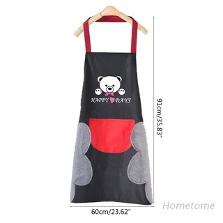 hogar mujeres delantal de cocina con toalla de mano bolsillos lindo oso impermeable manchas delantales para cocinar hornear