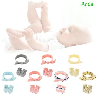 arca bebé anti-arañazos guantes arco diadema conjunto de manoplas recién nacido banda de pelo headwear kit de niños regalos de ducha