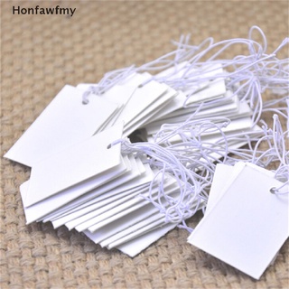 honfawfmy 100pcs papel blanco joyería ropa etiqueta precio etiquetas con cuerda elástica 5*3 cm *venta caliente