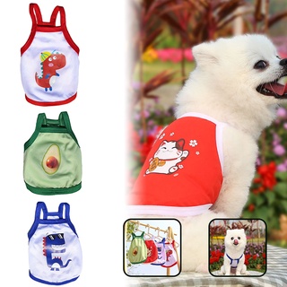 Mesh Pet Cloth Pullover Tanktop with Cute Cartoon Printed Breathable Summer Sleeveless Costume for Cat and Dog