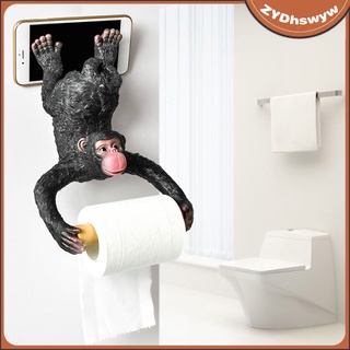 Novelty Monkey Statue Wall Mounting Paper Holder Decoration Punch-Free