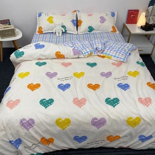 Ins celosía Color amor 4 en 1 juego de ropa de cama dormitorio dormitorio edredón cubierta plana sábana funda de almohada
