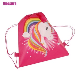 [onesure] 1pcs unicornio con cordón bolsas de espalda bolsas de dibujos animados tema unicornio bolsa con cordón