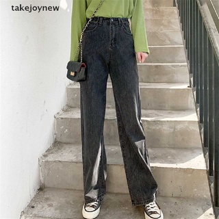 [takejoynew] mujer jeans cintura alta ropa ancho pierna denim ropa streetwear (1)
