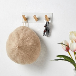 Jojo - percha de madera Natural para ropa, montada en la pared, gancho decorativo, llavero, sombrero, bufanda, bolso de almacenamiento (5)