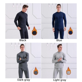 los hombres de manga tops pantalones traje m-2xl 2 de pack baselayer hombres invierno algodón cálido térmico de manga larga ropa interior (4)