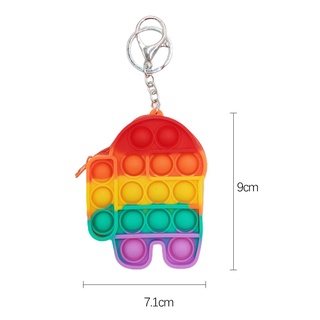 Bolsa pop-It Among us Bolsa de moneda Fidget juguetes Push burbuja Bolsa llavero colgante Sensory juguete Squeeze Para niños Rf01 (4)