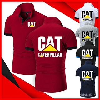 🙌 Nuevos hombres de la moda de oruga gato solapa cuello Polo camiseta de algodón Slim Fit hombres Casual camiseta Tops ntsq