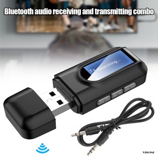 Bluetooth 5.0 transmisor receptor pantalla LCD 3,5 mm USB Aux adaptador para portátil TV