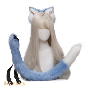 MNXXX Women Animal Cat Ears Headdress Tail Set Plush Lolita Headband Anime for Halloween Christmas Cosplay Accessories