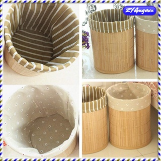 Folding Bamboo Trash Can Durable Garbage Can Waste Basket for Bathroom, Bedroom, Office, 22x27cm (6)