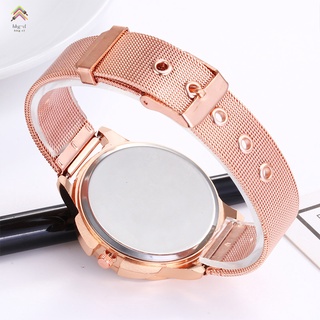 Fashion Quartz Watch Alloy Mesh Strap Round Dial Watches Men Korean Women Student Couple Watch