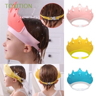 TOXITION Baby Bath Accessories Shampoo Cap Hat Shower Head Cover Baby Shower Cap Ear Protection Crown Shape Adjustable Visor Wash Hair Shield/Multicolor