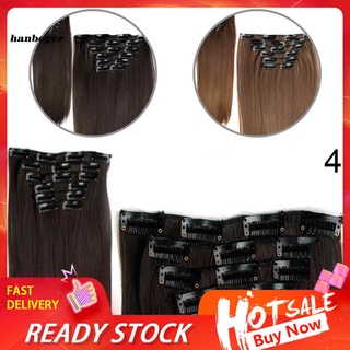 Han_ 6Pcs High Temperature Fiber Clip Hair Extension Straight Heat Resistant Wig