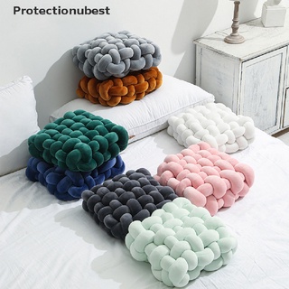 Protectionubest Soft Plush Knot Cushion Pillow Solid Color Square Hand Woven Cushion Pillow NPQ