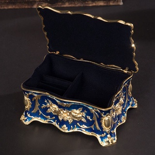Boom Vintage rectángulo baratija caja de joyería adornada antigua caja grabada (7)