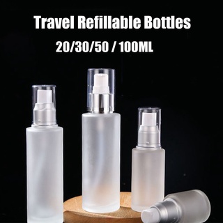 khalilah 20/30/50/100ml botellas recargables botella de vidrio loción spray botella de viaje contenedor vacío transparente esmerilado protable perfume (7)