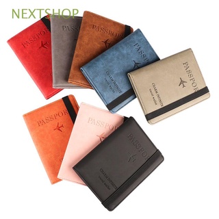 NEXTSHOP Portable Passport Bag Ultra-thin Travel Cover Case Passport Holder Credit Card Holder Leather Document Package Multi-function RFID Wallet/Multicolor