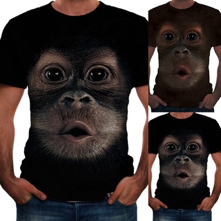 andfindgi moda gorila 3d impreso t-shirt verano hombres cuello redondo manga corta camiseta top
