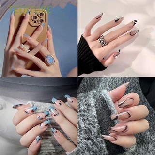 TEDITURE 24pcs/Box French Ballerina Wearable Artificial Fake Nails Coffin False Nails Detachable Manicure Tool Press On Nails Full Cover Nail Tips