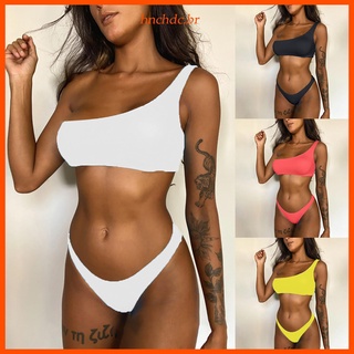 Bikini De color sólido para mujer sin tirantes De playa Moda verano