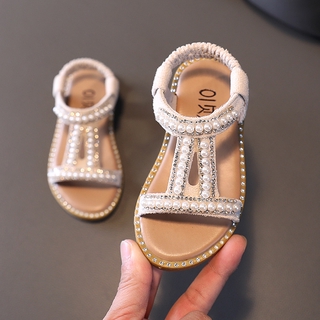 Sandalias de los niños zapatos romanos 2021 verano nuevo perla flash diamante princesa zapatos coreano niñas sandalias dedo del pie abierto (4)