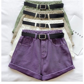 Mujer verano cintura alta suelta delgada púrpura ancho pierna pantalones cortos (1)