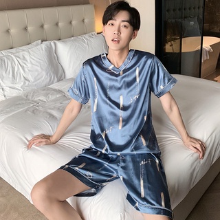 High Quanlity hombres ropa de dormir ropa de manga corta hombre pijamas conjunto coreano de seda pijamas masculino ropa de hogar