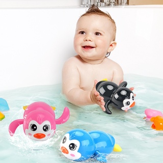 babykids interesante bebé juguete de baño juegos de ducha niños baño flotante reloj pingüino juguetes
