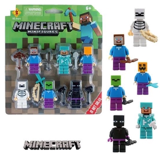 6 unids/Set Minecraft figura juguetes conjunto con armas Mini figuras de acción niños juego juguetes regalos (1)