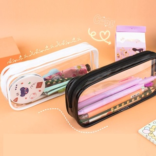 Bolsa transparente de PVC para lápices, color blanco, color negro, bolsa de almacenamiento, cremallera, organizador de maquillaje