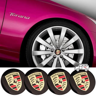 4 unids/set 56mm emblema de coche Hub ruedas centro tapa cubre pegatina Auto rueda cubierta etiqueta etiqueta engomada para Porsche Panamera Cayenne Macan 718 911 Taycan (1)