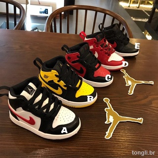 Zapatos para niños AJ-Baby Jordan 1 Alta boquilla negra AJ1 babyBoys para bebés baloncesto (4)