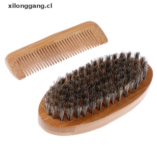 LONGANG Mustache Care Wood Beard Comb Facial Shaving Boar Bristle Brush Beard Grooming .