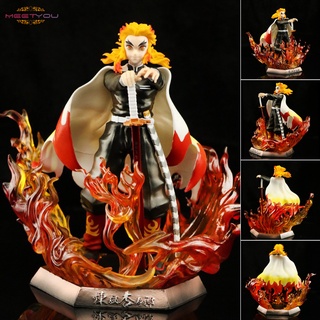 Demon Slayer Personaje Modelo Q Versión Rengoku Kyoujurou Figura De Juguete Estatuas Ventilador Coleccionables Para Coche Decoración Del Hogar