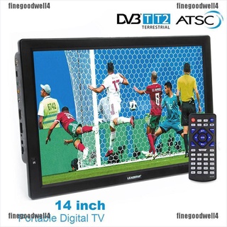 Finegoodwell4 14 inch HD Portable TV DVB-T2 ATSC Digital Analog Television Mini Small Car TV Brilliant