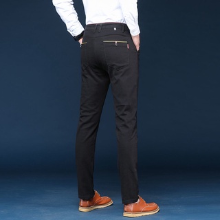 Primavera elástico de algodón de los hombres de ocio pantalones negro business trend hombres delgado tubo recto versátil 9.27 (6)