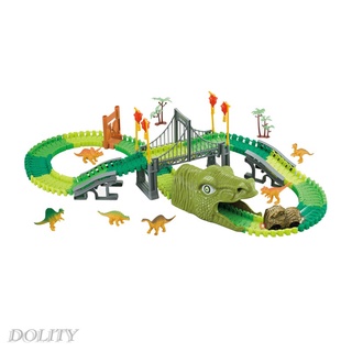 [DOLITY] Dinosaurio ferroviario coche pista de carreras de juguete curva Flexible pista de carreras (2)