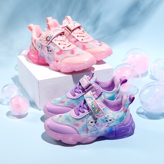 Cc&Mama★ Las niñas de la zapatilla de deporte de dibujos animados congelados princesa linterna luminosa hueco red de los niños zapatos de deporte de moda estudiante zapatos de ocio