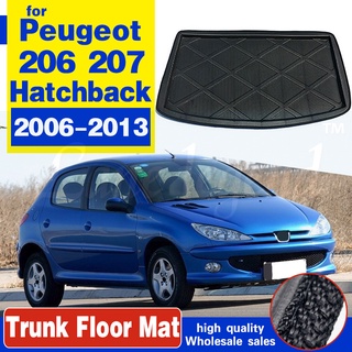Para Peugeot 206 207 2006-2013 forro de carga trasero para maletero bandeja de barro impermeable almohadilla Protector de tronco a medida 2008 2009 2010