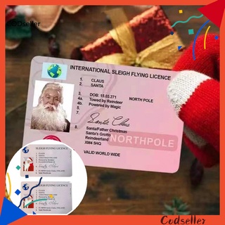 Cods regalos de navidad trineo licencia de equitación trineo vuelo licencia-Santa tarjeta de identificación única para navidad