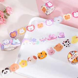 1 rollo de dibujos animados lindo oso de color conejo gato animal pegajoso washi cinta de enmascaramiento (4)