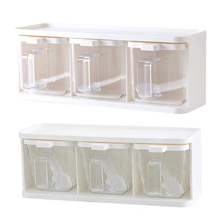 Hanht 3 rejillas De Condimentos caja De Condimentos jarras cucharas De almacenamiento transparentes herramientas Organizador De hogar