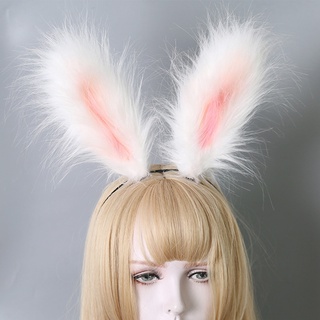 10mk niña peluche peludo conejo orejas Cosplay diadema hecha a mano largo conejo oreja banda de pelo esponjoso conejito aro