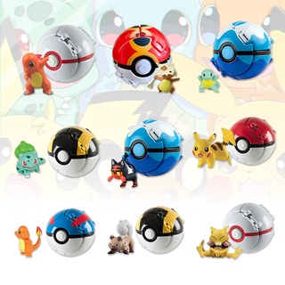 Pokemon Pokeball personaje de animación japonés Pop-up juguete con pequeñas figuras dentro de Poke Pika de dibujos animados regalo para Fans niños (1)