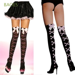 baoes sexy calcetines para mujer medias largas hasta la rodilla sobre nuevo encaje bowknot arco alto/multicolor