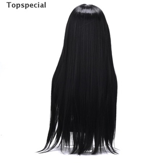 [topspecial] peluca de pelo natural recta resistente al calor sintético encaje frontal pelucas color negro. (9)