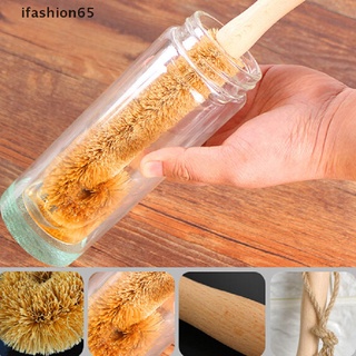 ifashion65 - cepillo antiadherente para botella, mango largo, cepillo limpio, palma de coco, cepillo cl