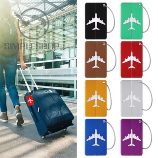 Etiquetas de maleta de identificador simple etiquetas de bucle con cuerdas etiquetas de equipaje de viaje de acero inoxidable reutilizable nombre tarjeta de identificación maleta equipaje de aluminio bolsa de Metal etiqueta/Multicolor