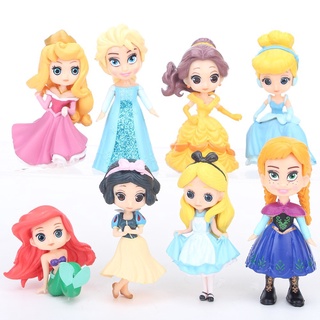 8pcs Disney Mini juguete estilo Pvc muñeca 5-9 Cm lindo personaje de la sirenita blancanieves belleza durmiente cenicienta princesa sofía modelo